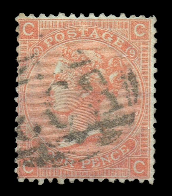 GB QUEEN VICTORIA 1869, 4d VERMILION, SG93/94 Pl.9, CC|CC, USED