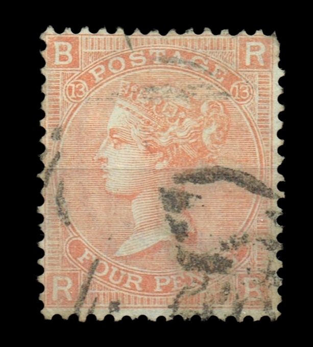 GB QUEEN VICTORIA, 4d VERMILION, SG94 Pl.13, Mi.24Z, BR|RB, USED