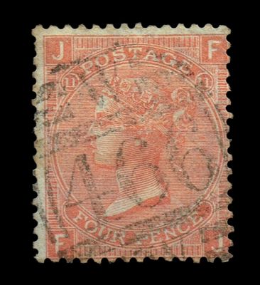GB QUEEN VICTORIA, 4d VERMILION, SG94 Pl.11, Mi.24Z, JF|FJ, USED GB QUEEN VICTORIA, 4d VERMILION, SG94 Pl.11, Mi.24Z, JF|FJ, USED