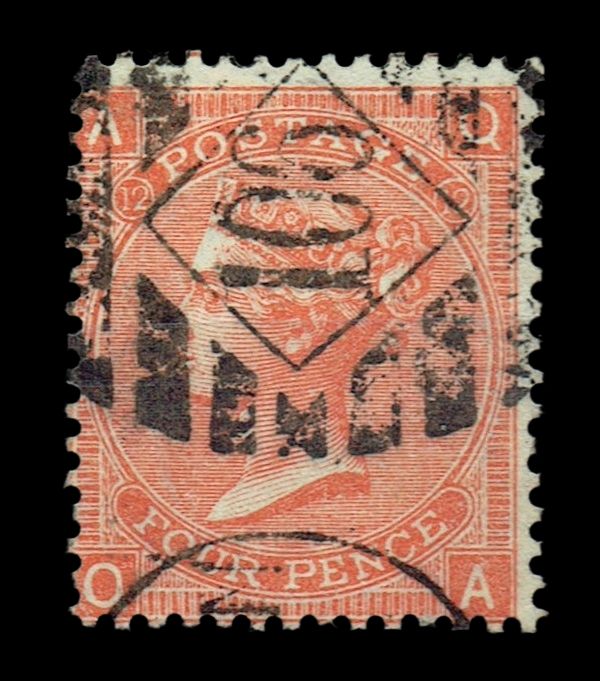 GB QUEEN VICTORIA, 4d VERMILION, SG94 Pl.12, Mi.24Z, AQ|QA, USED