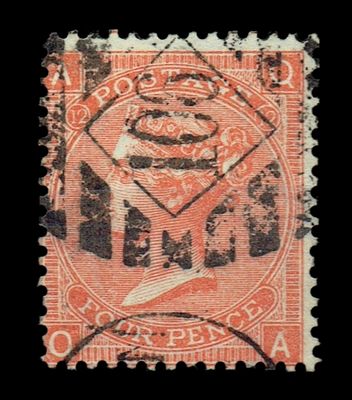 GB QUEEN VICTORIA, 4d VERMILION, SG94 Pl.12, Mi.24Z, AQ|QA, USED GB QUEEN VICTORIA, 4d VERMILION, SG94 Pl.12, Mi.24Z, AQ|QA, USED