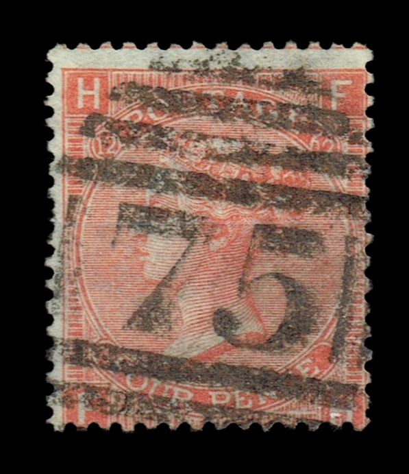 GB QUEEN VICTORIA, 4d VERMILION, SG94 Pl.12, Mi.24Z, HF|FH, USED