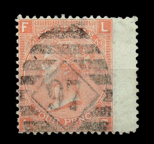 GB QUEEN VICTORIA, 4d VERMILION, SG94 Pl.14, Mi.24Z, FL|LF, USED