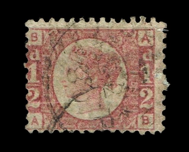 GB QUEEN VICTORIA 1870, ½d ROSE, SG48/49 Pl.5, Mi.41, BA|AB, USED