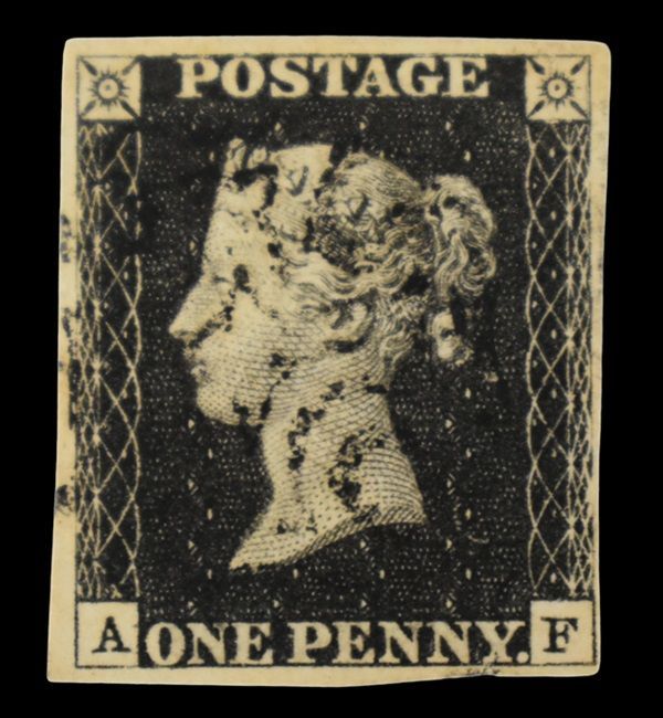 GB QUEEN VICTORIA 1840, 1d BLACK PENNY, Pl.2, AF, MALTESE CROSS, 4 MARGINS GB QUEEN VICTORIA 1840, 1d BLACK PENNY, Pl.2, AF, MALTESE CROSS, 4 MARGINS