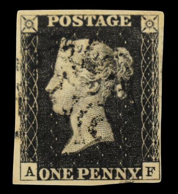GB QUEEN VICTORIA 1840, 1d BLACK PENNY, Pl.2, AF, MALTESE CROSS, 4 MARGINS GB QUEEN VICTORIA 1840, 1d BLACK PENNY, Pl.2, AF, MALTESE CROSS, 4 MARGINS