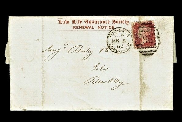 GB QUEEN VICTORIA COVER - COMPLETE RENEWAL INSURANCE POLICY 11.03.1868 GB QUEEN VICTORIA COVER - COMPLETE RENEWAL INSURANCE POLICY 11.03.1868