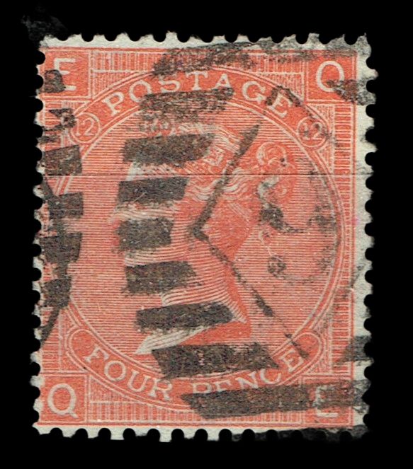 GB QUEEN VICTORIA, 4d VERMILION, SG94 Pl.12, Mi.24Z, EQ|QE, USED