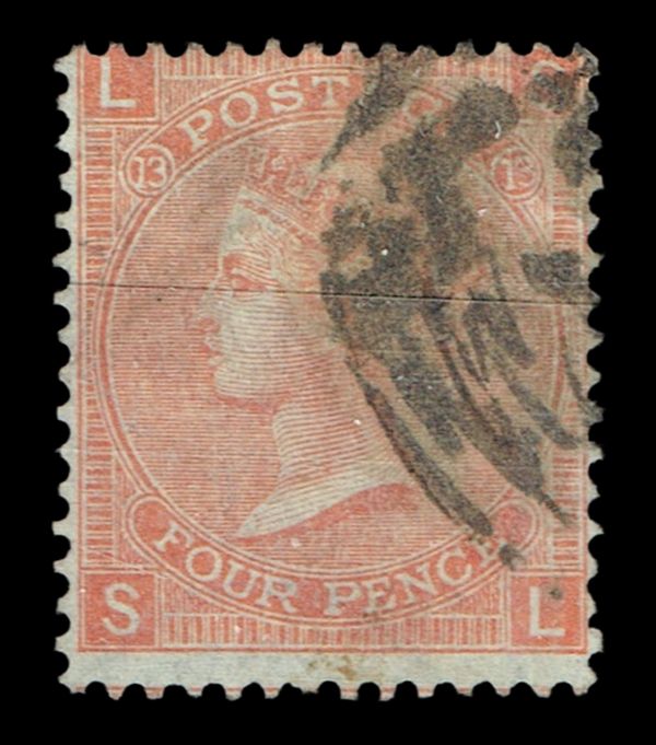 GB QUEEN VICTORIA, 4d VERMILION, SG94 Pl.13, Mi.24Z, LS|SL, USED
