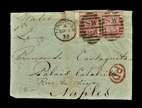 GB QUEEN VICTORIA COVER - From LONDON to NAPLES №.7 GB QUEEN VICTORIA COVER - From LONDON to NAPLES №.7