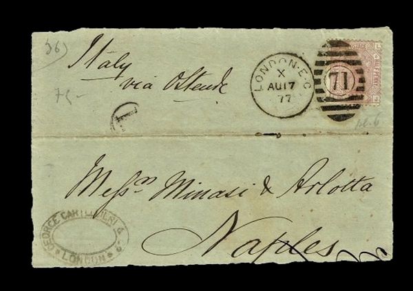 GB QUEEN VICTORIA COVER - From LONDON to NAPLES №.10 GB QUEEN VICTORIA COVER - From LONDON to NAPLES №.10