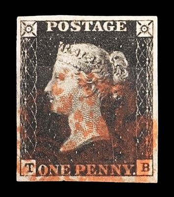 GB QUEEN VICTORIA, 1d BLACK PENNY, PLATE 1b, TB, RE-CUT, 4 MARGINS