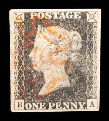GB QUEEN VICTORIA, 1d BLACK PENNY, PLATE 1b, RAY FLAWS, BA, 4 MARGINS