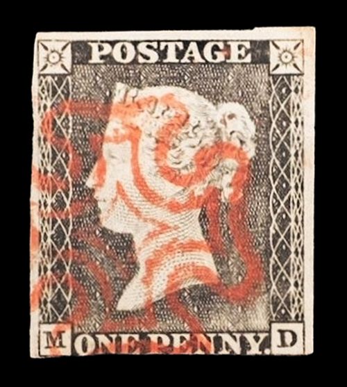 GB QUEEN VICTORIA 1840, 1d GREY-BLACK, Plate 1a, M-D, WORN PLATE GB QUEEN VICTORIA 1840, 1d GREY-BLACK, Plate 1a, M-D, WORN PLATE