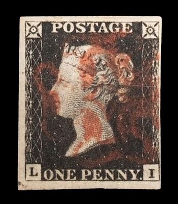 GB QUEEN VICTORIA 1840, 1d BLACK PENNY, Pl.1a H-J, BOTTOM DOUBLE, ROY FLAW