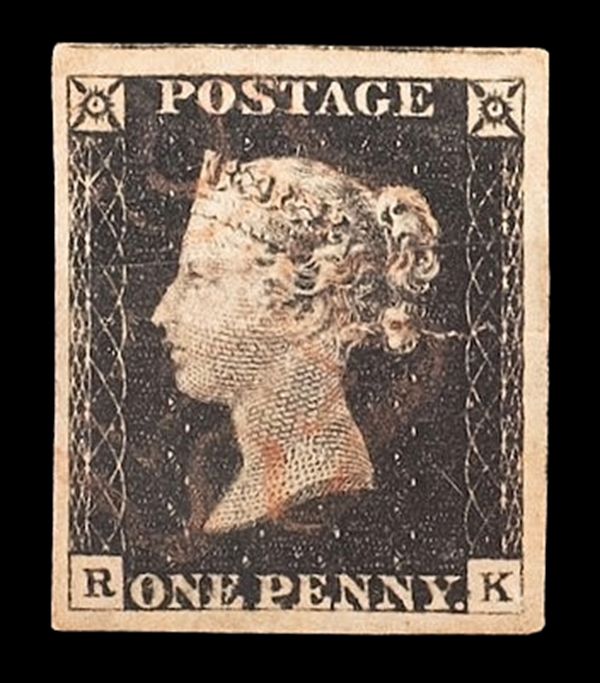 GB QUEEN VICTORIA, BLACK PENNY, PLATE 2, R-K, RAY FLAW, 4 MARGINS GB QUEEN VICTORIA, BLACK PENNY, PLATE 2, R-K, RAY FLAW, 4 MARGINS