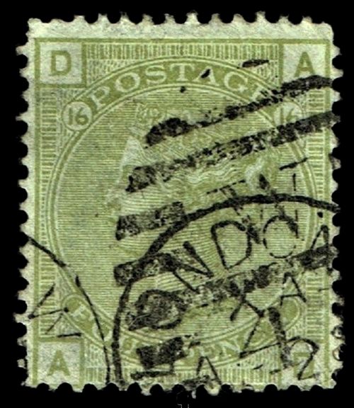 GB QUEEN VICTORIA, 1877, 4d SAGE-GREEN, SG153 Pl.16, DA|AD, USED