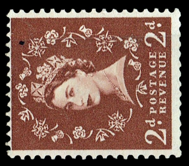 GB QUEEN ELIZABETH II 1954, 2d RED-BROWN Sg.518a, WMK SIDEWAYS, MNH GB QUEEN ELIZABETH II 1954, 2d RED-BROWN Sg.518a, WMK SIDEWAYS, MNH