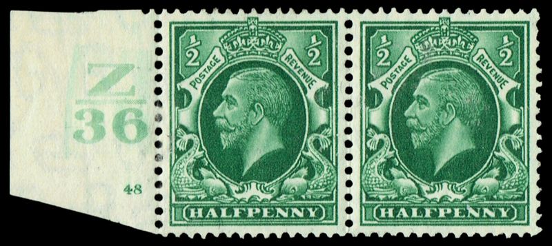 GB KING GEORGE V 1934, ½d GREEN, Cylinder 48, Control Z36 (No Dot), Sg.439, Mi 175X, MNH