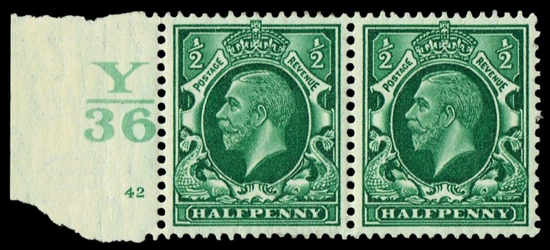 GB KING GEORGE V 1934, ½d GREEN, Cylinder 42, Control Y36 (No Dot), Sg.439, Mi 175X, MNH