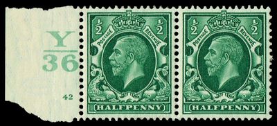 GB KING GEORGE V 1934, ½d GREEN, Cylinder 42, Control Y36 (No Dot), Sg.439, Mi 175X, MNH