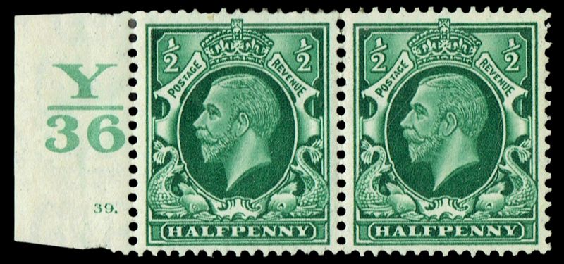 GB KING GEORGE V 1934, ½d GREEN, Cylinder 39, Control Y36 (Dot), Sg.439, Mi.175X, MNH