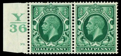 GB KING GEORGE V 1934, ½d GREEN, Cylinder 39, Control Y36 (Dot), Sg.439, Mi.175X, MNH