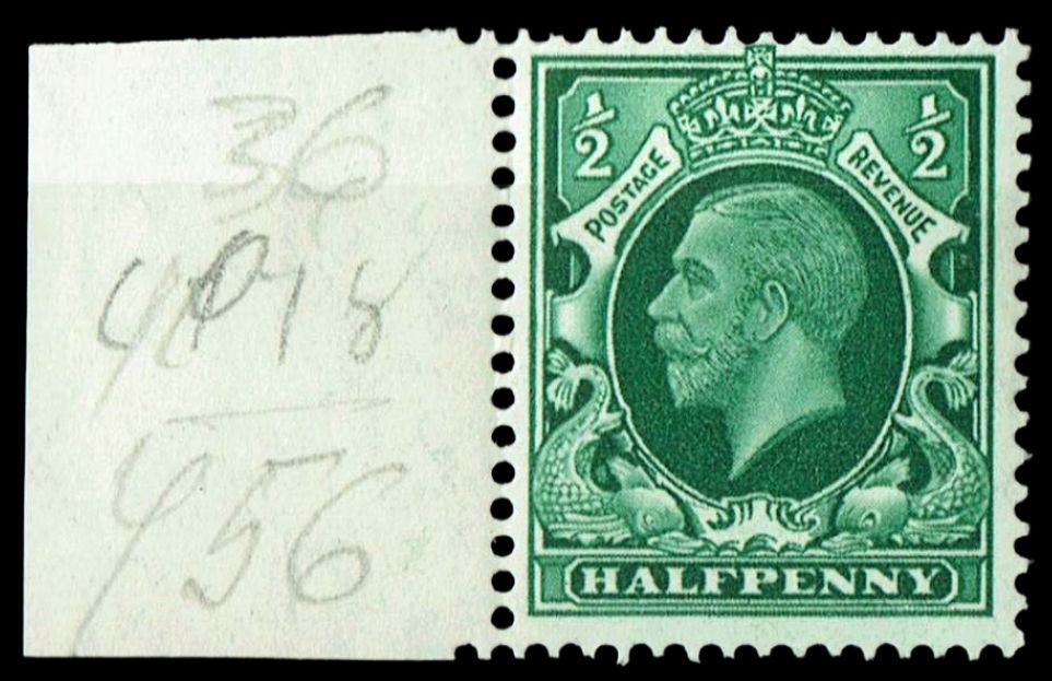 GB KING GEORGE V 1934, ½d GREEN, Cylinder 49, Control Y36(No Dot), Sg.439, Mi.175X, MNH