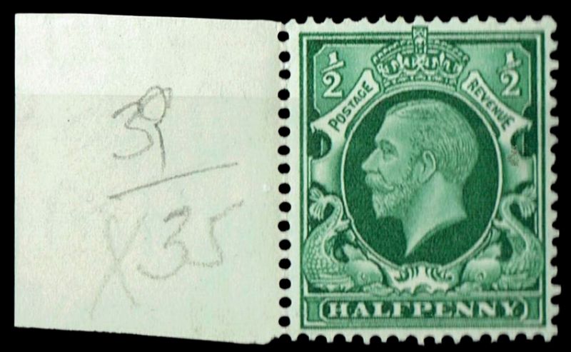GB KING GEORGE V 1934, ½d GREEN, Cylinder 39, Control X35(No Dot), Sg.439, Mi.175X, MNH