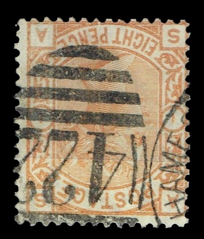 GB QUEEN VICTORIA 1876, 8d ORANGE, Sg.156Wi Pl.1, Mi.45a, AS|SA, Used/ FU