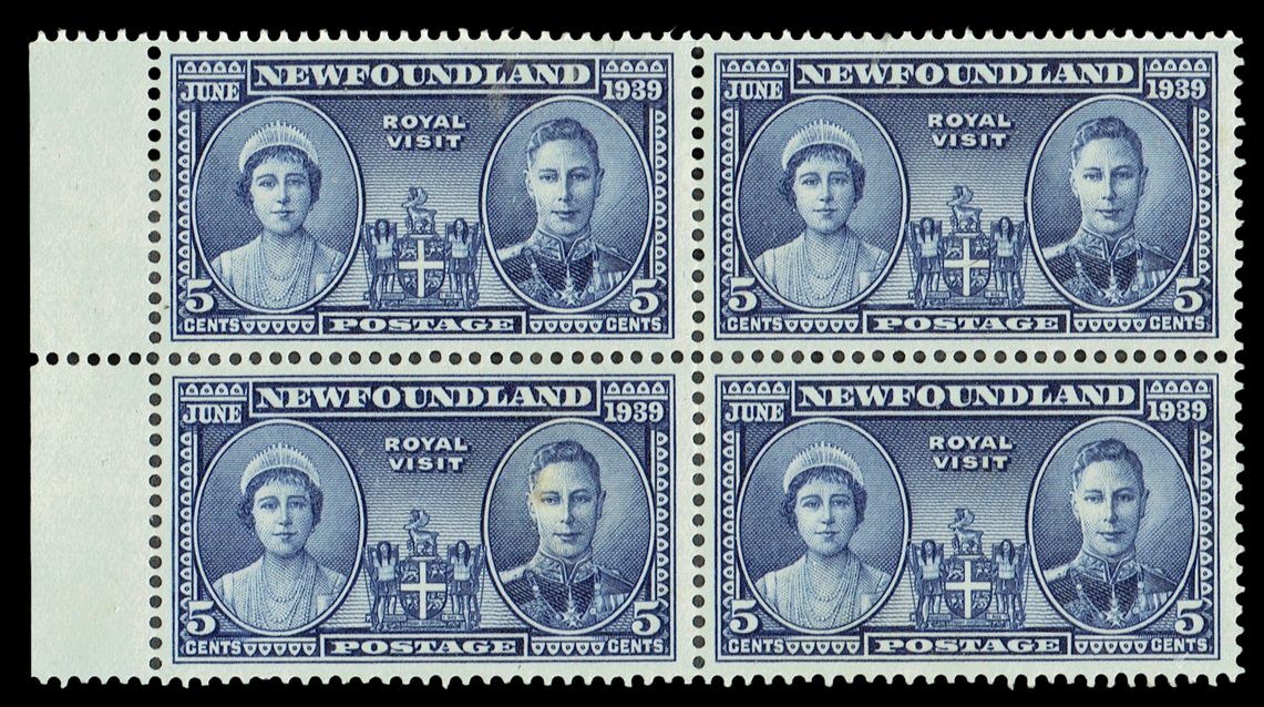 GB KG VI & QE, NEWFOUNDLAND ROYAL VIS1T 1939, 5c BLUE Block of 4, SG272, MNH
