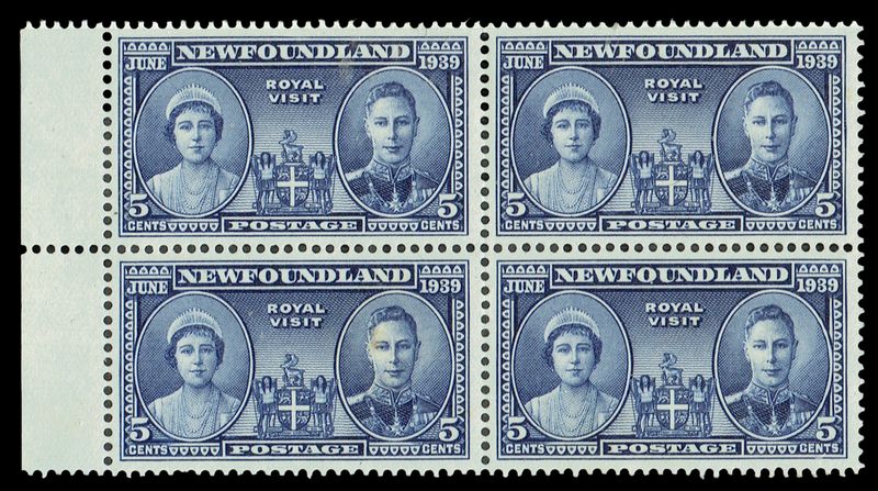 GB KG VI & QE, NEWFOUNDLAND ROYAL VIS1T 1939, 5c BLUE Block of 4, SG272, MNH