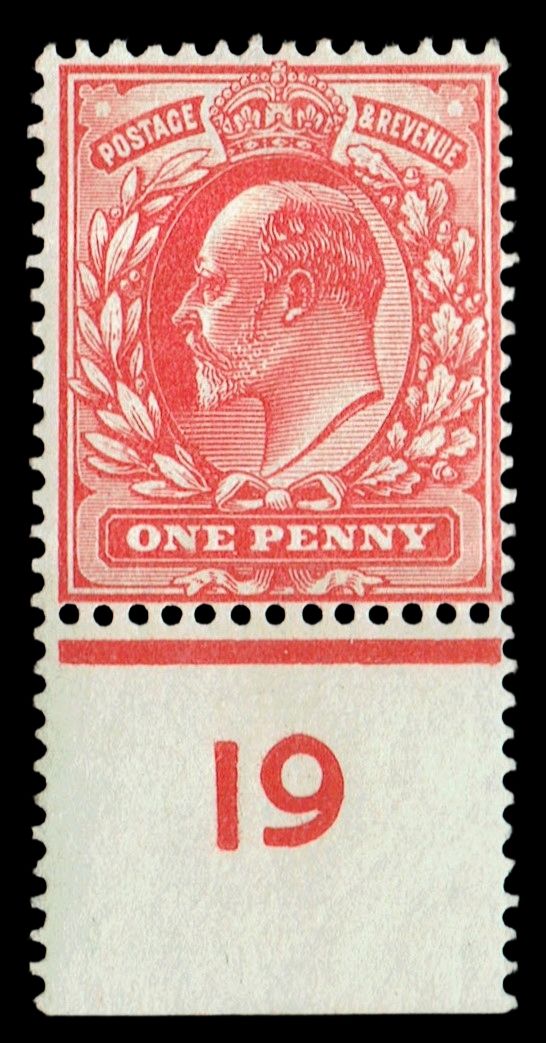 GB KING EDWARD VII, 1d SCARLET Sg.219, Cylinder 3, Control I9, MNH-MINT