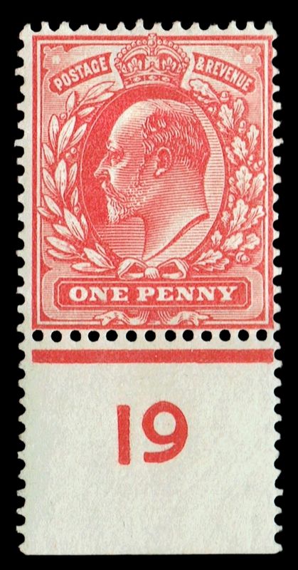 GB KING EDWARD VII, 1d SCARLET Sg.219, Cylinder 3, Control I9, MNH-MINT