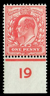 GB KING EDWARD VII, 1d SCARLET Sg.219, Cylinder 3, Control I9, MNH-MINT