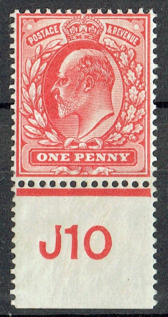 GB KING EDWARD VII, 1d SCARLET Sg.219, Control J10, MNH-MINT