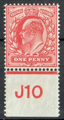 GB KING EDWARD VII, 1d SCARLET Sg.219, Control J10, MNH-MINT