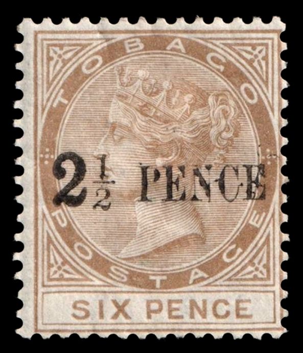 1883 TOBAGO - BRITISH COLONY, 2.5d STONE-BROWN, SG 13, OVERPRINT, MNH 1883 TOBAGO - BRITISH COLONY, 2.5d STONE-BROWN, SG 13, OVERPRINT, MNH