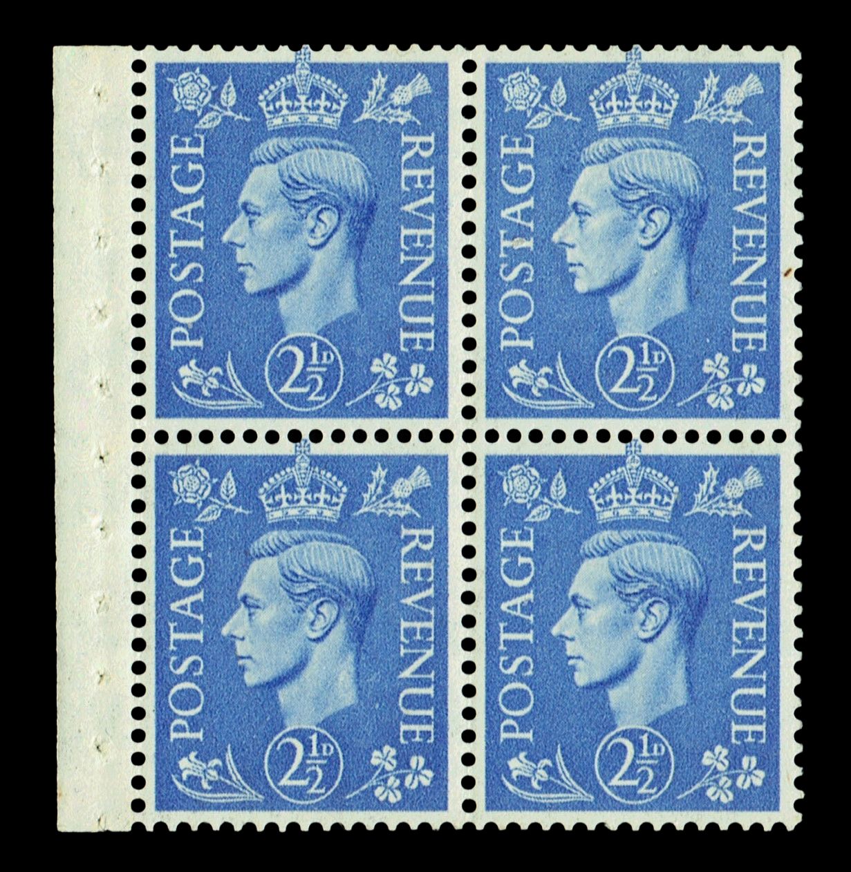 GB KING GEORGE VI 1937, Block of 4x 2½d ULTRAMARINE SG466, (BOOKLET PANE), MNH