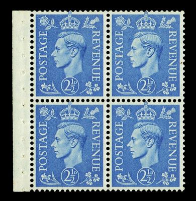 GB KING GEORGE VI 1937, Block of 4x 2½d ULTRAMARINE SG466, (BOOKLET PANE), MNH