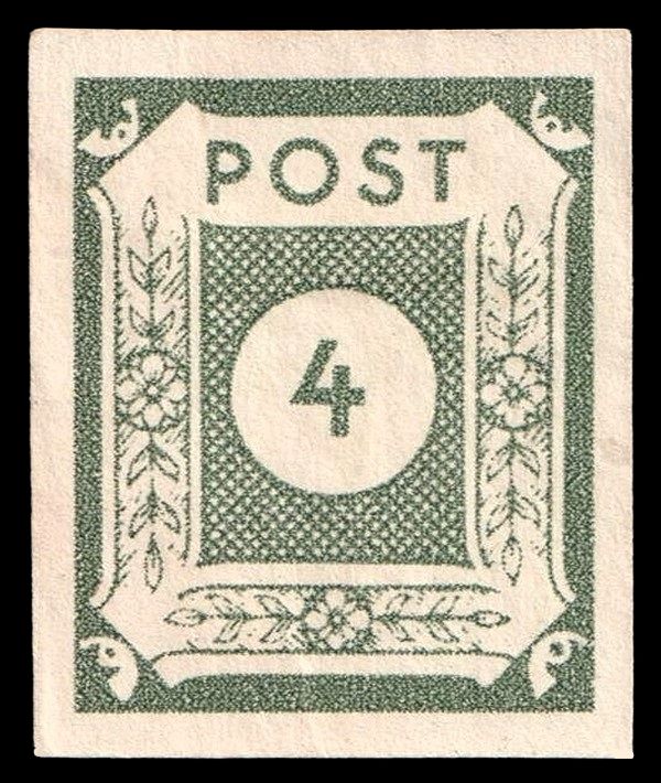 1945 EAST SAXONY, RUSSIAN ZONE, 4pf BLACK-GRAY-BLUE, Sg.RE13, Mi. 53c, MNH/No Gum