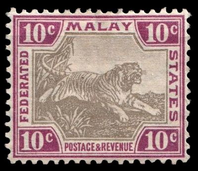1904-22 MALAY, BRITISH COLONY, 10c GREY-BROWN & CLARET, SG43, MNH 1904-22 MALAY, BRITISH COLONY, 10c GREY-BROWN & CLARET, SG43, MNH