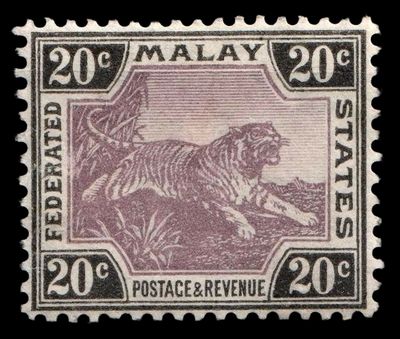 1904-22 MALAY, BRITISH COLONY, 20c PURPLE-BLACK, SG45a, MNH 1904-22 MALAY, BRITISH COLONY, 20c PURPLE-BLACK, SG45a, MNH