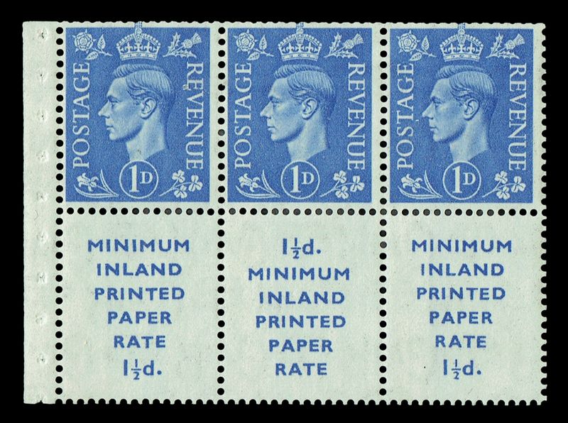 GB KING GEORGE VI 1951, BOOKLET PANE 1d ULTRAMARINE, SG504d, MNH