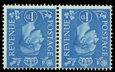 GB KING GEORGE VI 1951, PAIR of 1d LIGHT ULTRAMARINE, SG504gWi, MNH