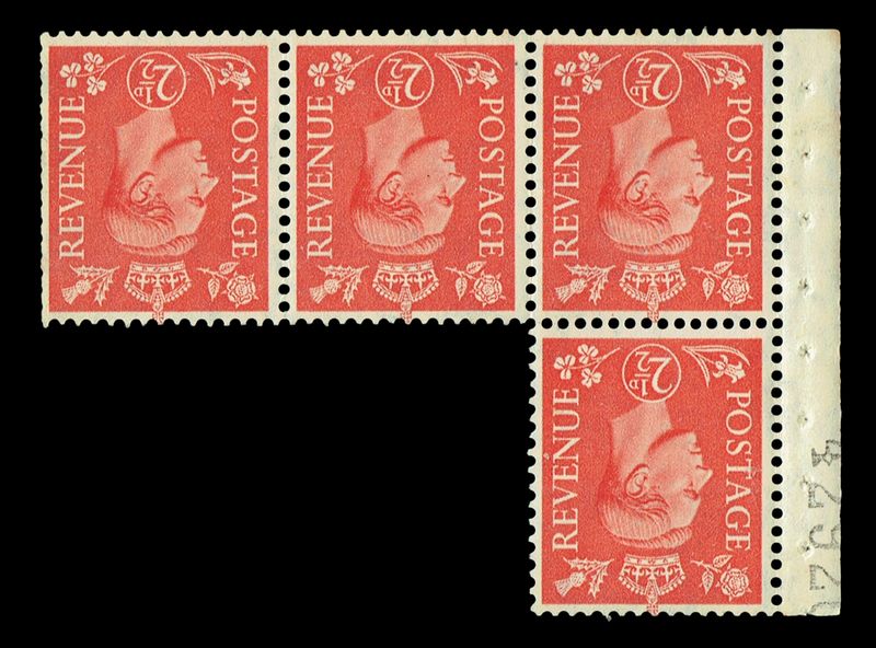 GB KING GEORGE VI 1937, 2½d PALE SCARLET, From BOOKLET PANE, WMK INV., SG507cWi, MNH