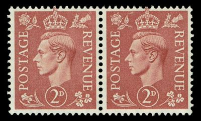 GB KING GEORGE VI 1951, PAIR of 2d PALE RED-BROWN, SG506, MNH