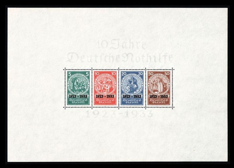 1933, GERMANY THIRD REICH, SOUVENIR SHEET, 5pf, 10pf, 20pf, 50pf, SG MS522a, Mi. Bl2 1933, GERMANY THIRD REICH, SOUVENIR SHEET, 5pf, 10pf, 20pf, 50pf, SG MS522a, Mi. Bl2