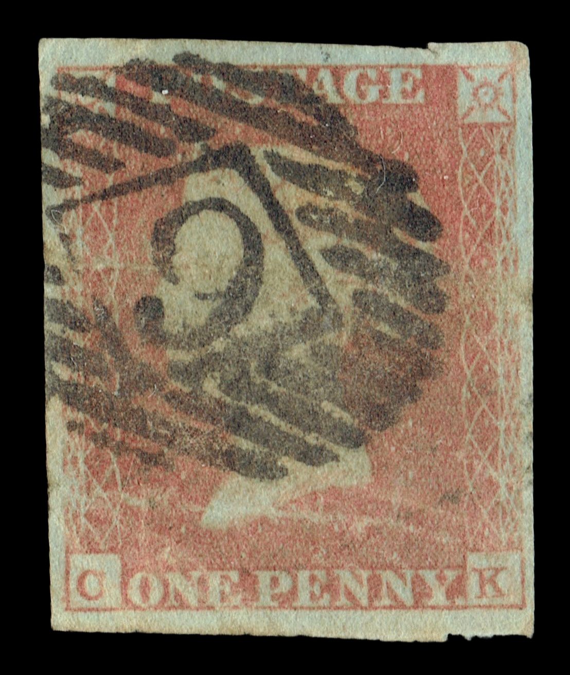GB QUEEN VICTORIA 1841, 1d RED-BROWN, Pl.27, C-K, Sg.8, Used GB QUEEN VICTORIA 1841, 1d RED-BROWN, Pl.27, C-K, Sg.8, Used