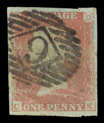 GB QUEEN VICTORIA 1841, 1d RED-BROWN, Pl.27, C-K, Sg.8, Used